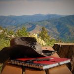 Idaho, hat, notebook